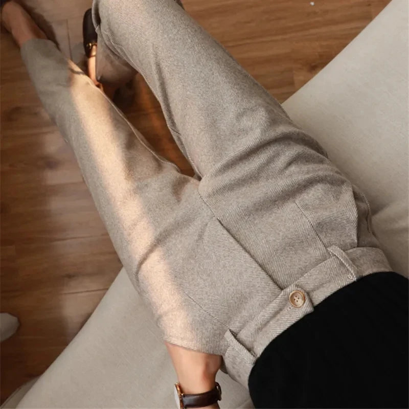 Pantalón de Lana de Tiro Alto Estilo Harem