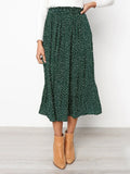 Falda Midi Plisada de Lunares con Bolsillos
