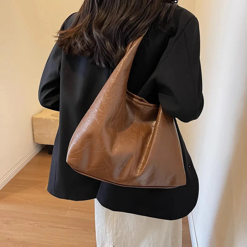 Bolso de Hombro de Ante de Gran Capacidad