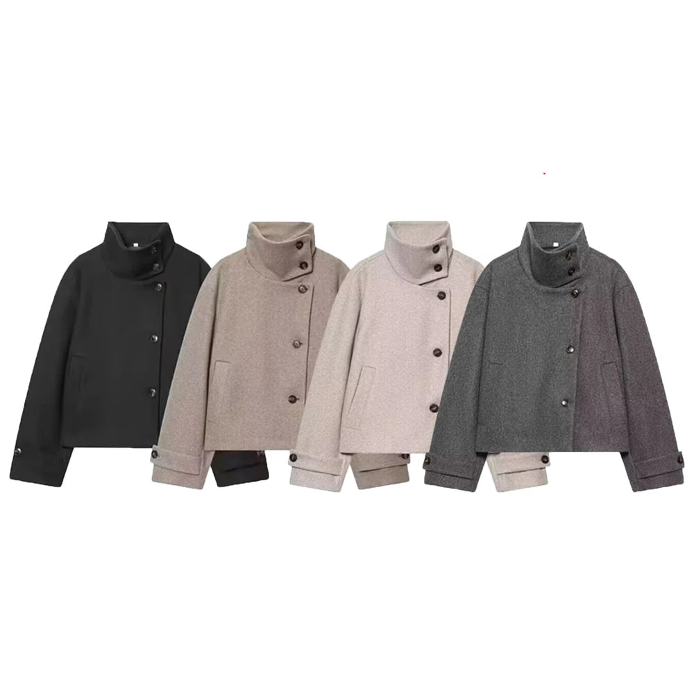 Abrigo Holgado con Cuello Solapa y Botones