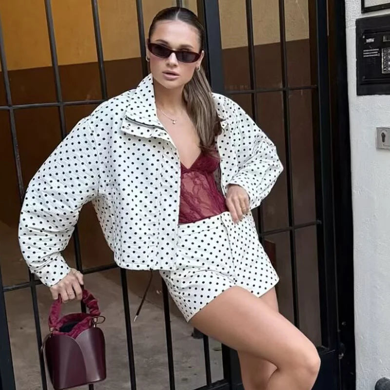 Chaqueta Bomber de Lunares Oversize