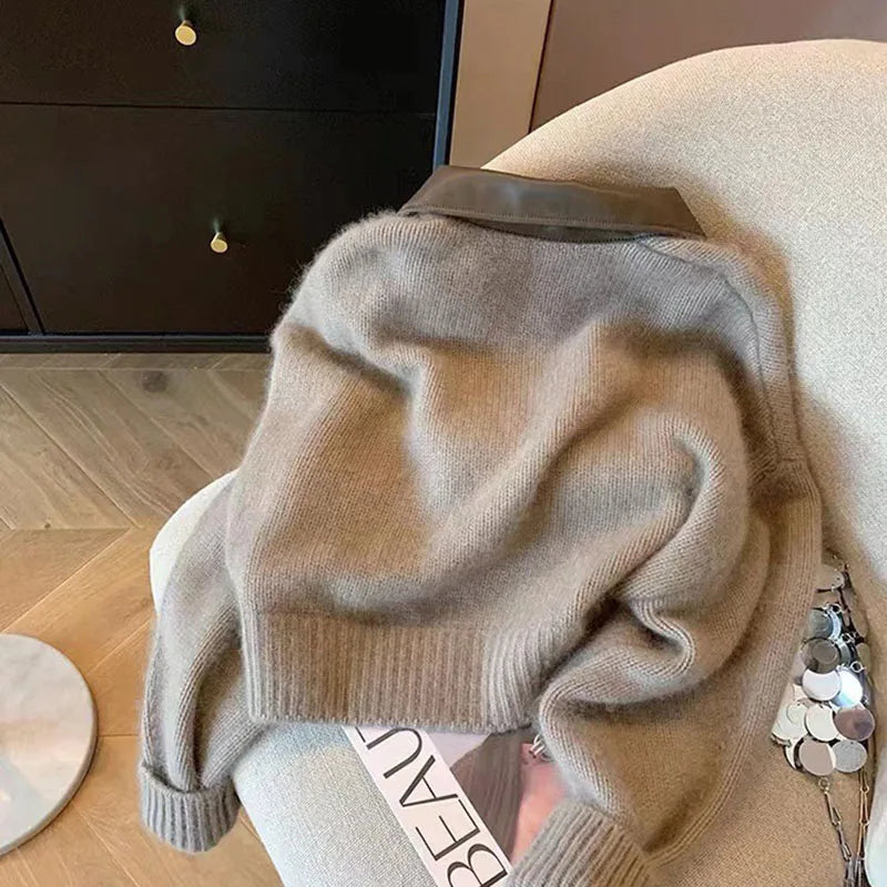 Chaqueta de Punto Grueso con Cremallera para Mujer