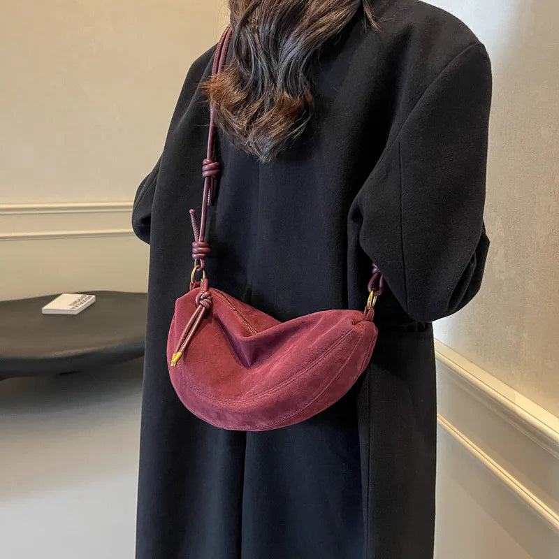 Bolso de Hombro de Ante