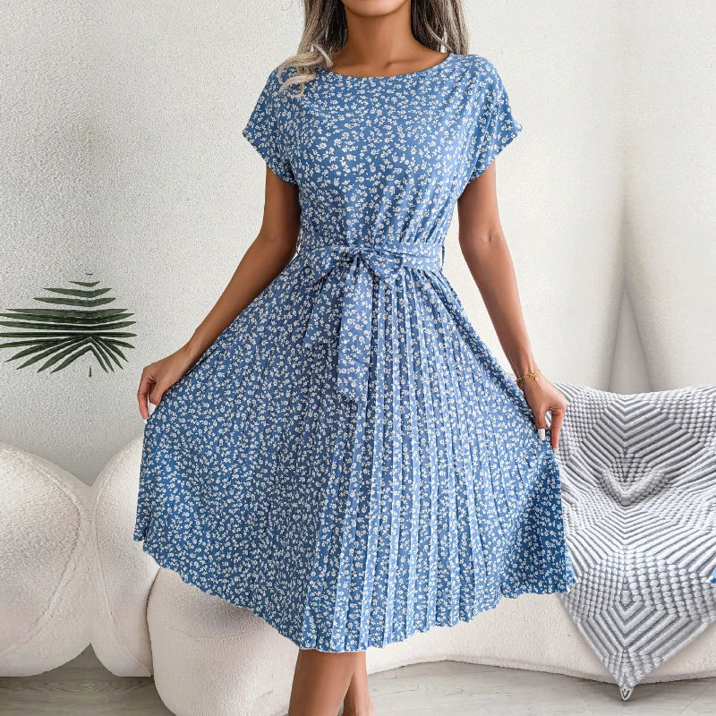 Vestido Midi Floral Fruncido Estilo Boho