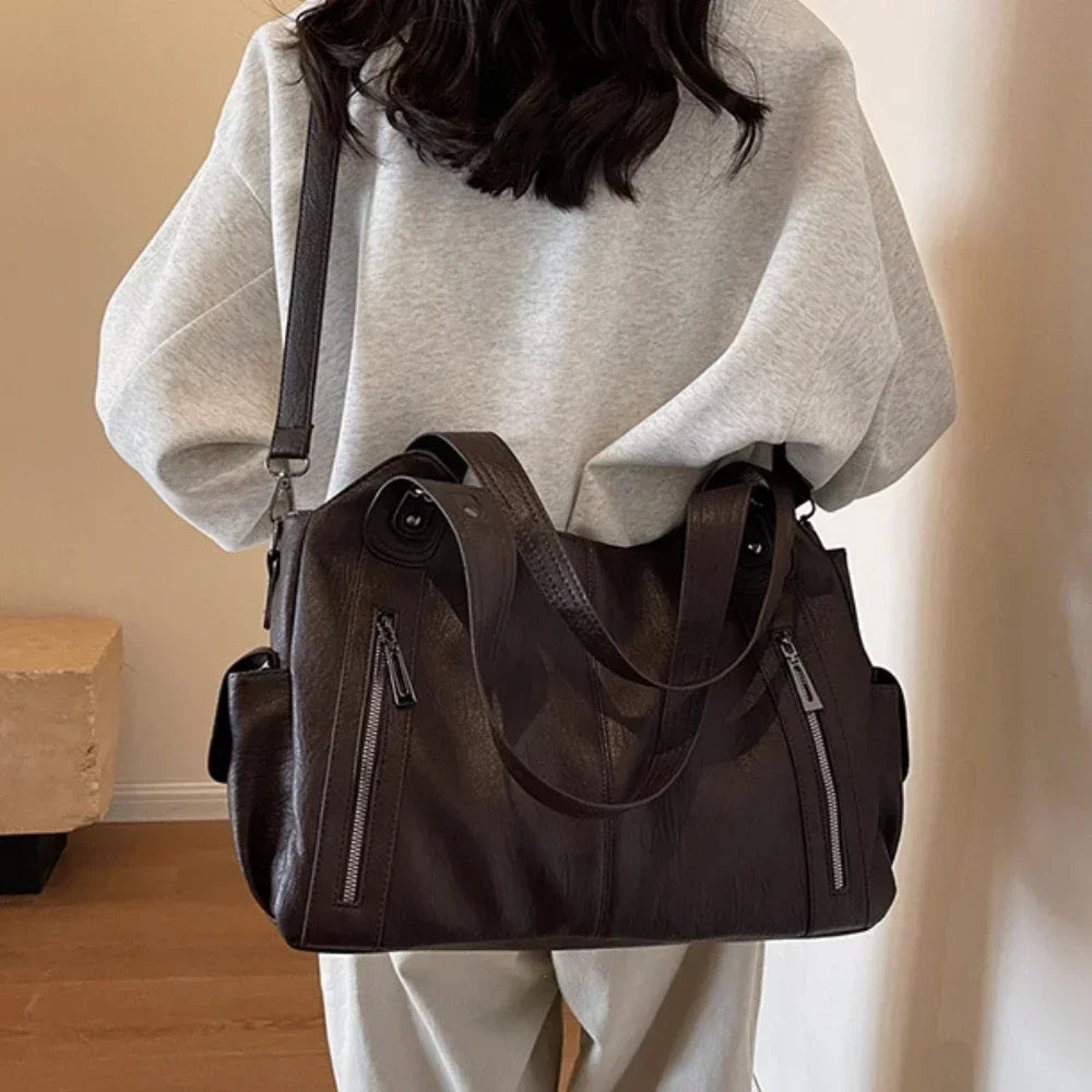 Bolso de Hombro Bicolor con Cremallera