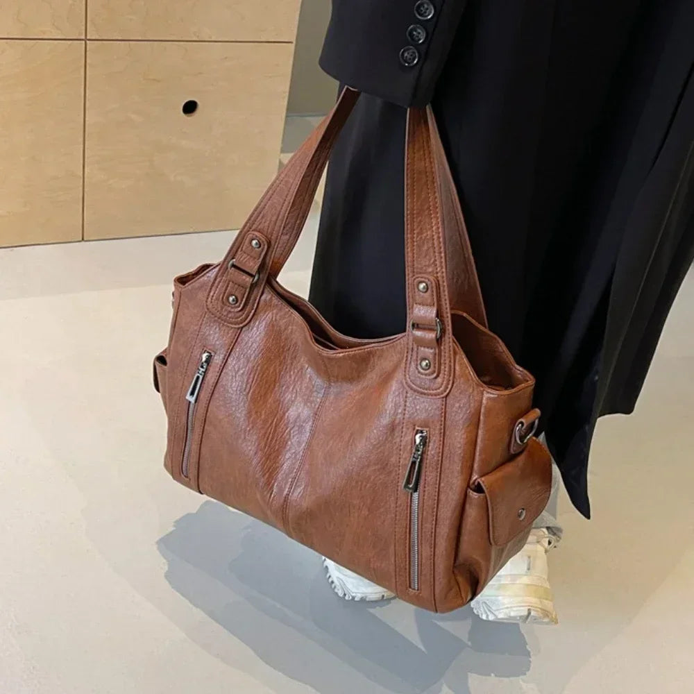 Bolso de Hombro Bicolor con Cremallera
