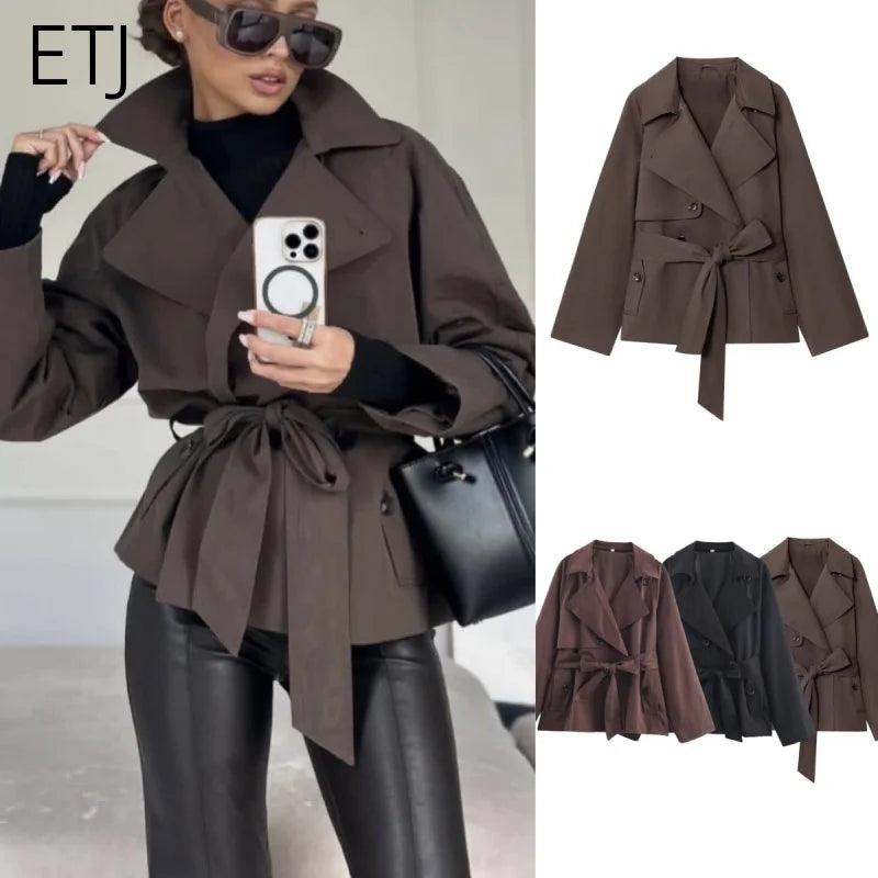 Gabardina Cruzada con Cinturón para Mujer
