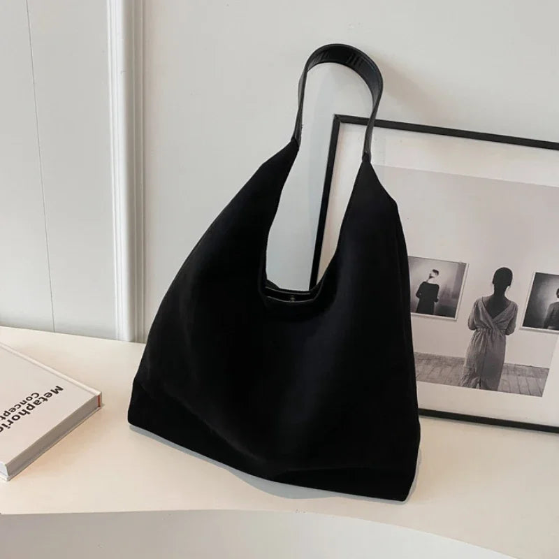 Bolso de Hombro de Ante de Gran Capacidad