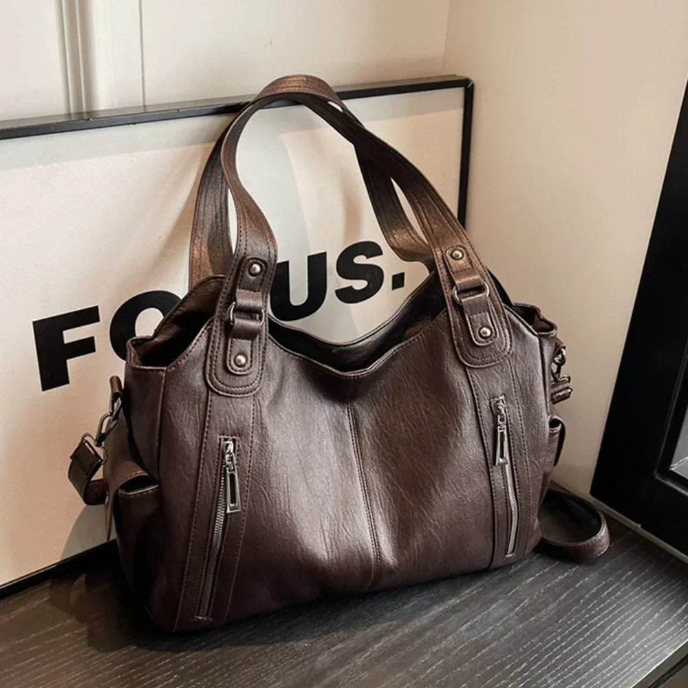 Bolso de Hombro Bicolor con Cremallera