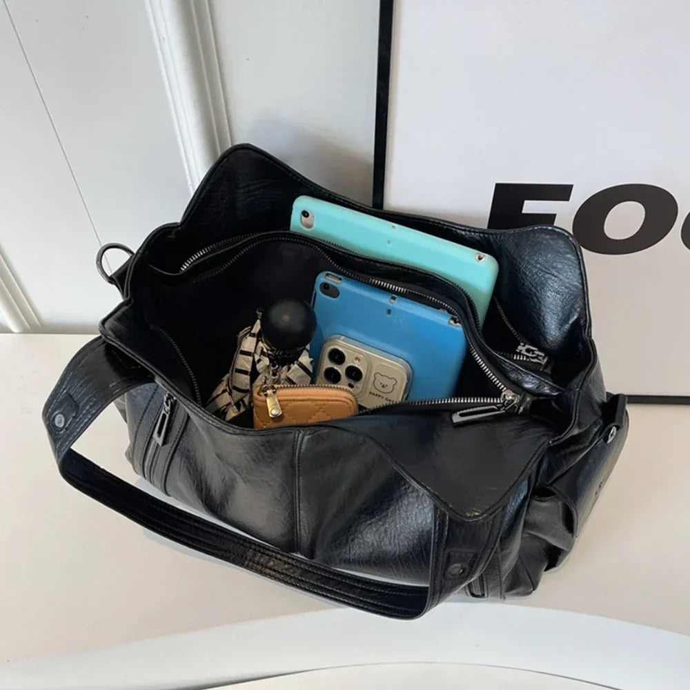 Bolso de Hombro Bicolor con Cremallera