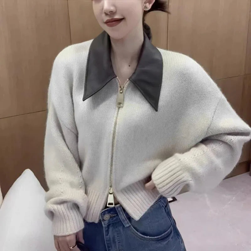 Chaqueta de Punto Grueso con Cremallera para Mujer