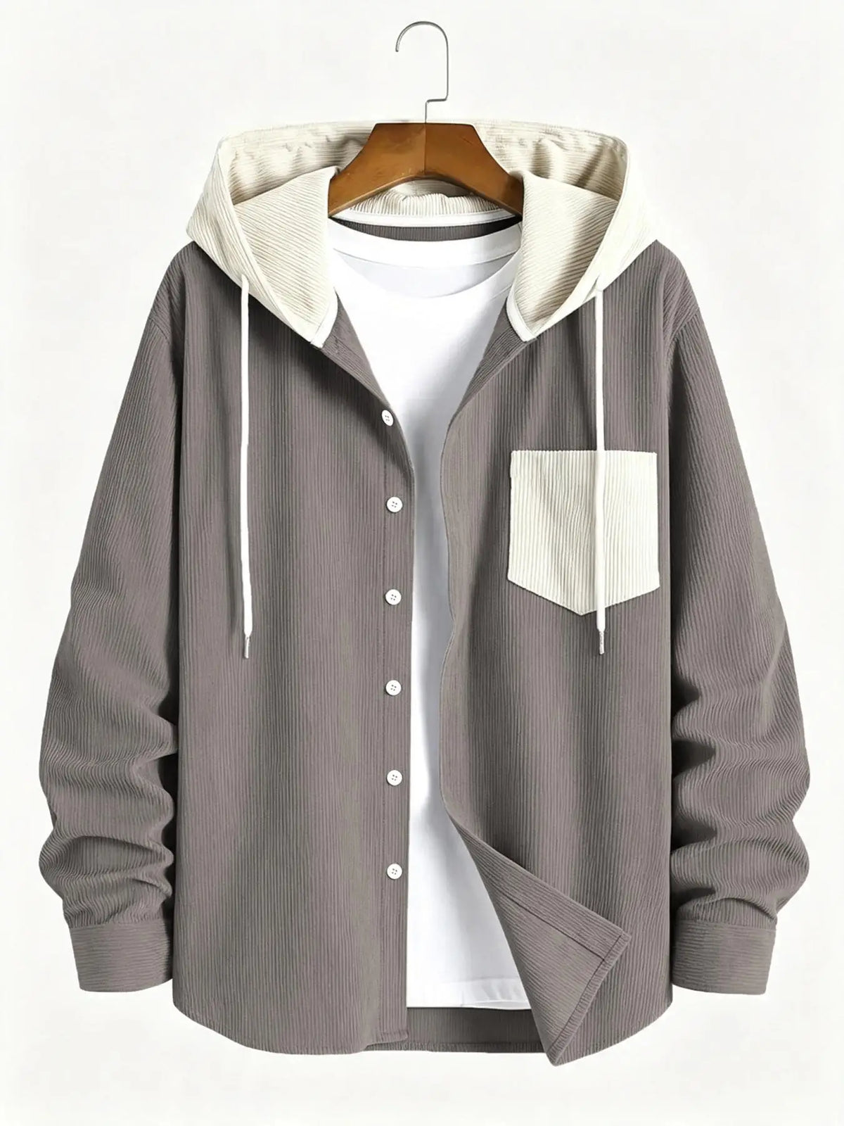 Chaqueta de Pana con Capucha para Hombre