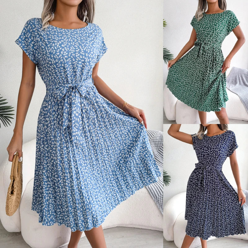 Vestido Midi Floral Fruncido Estilo Boho