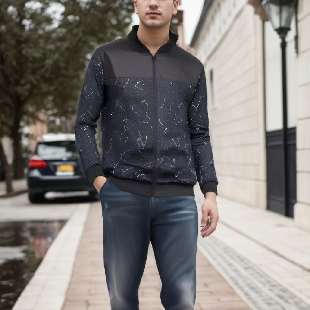 Chaqueta Ligera con Cuello Béisbol para Hombre