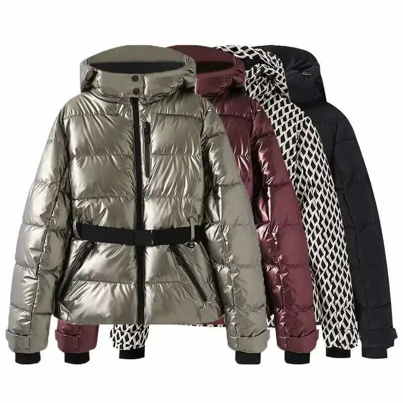 Parka Acolchada con Capucha y Cinturón