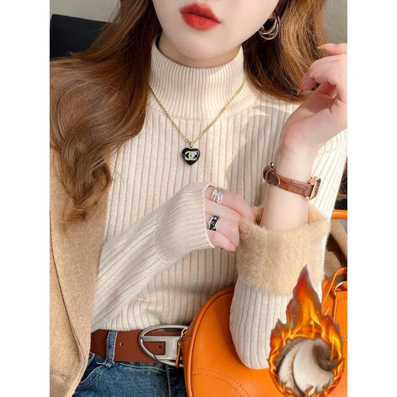 Jersey de Cuello Alto con Forro de Terciopelo