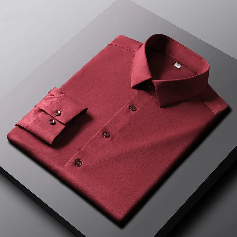 Camisa Lisa de Manga Larga Antiarrugas para Hombre
