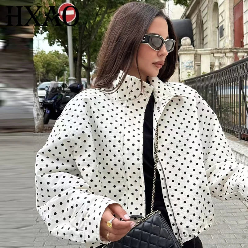 Chaqueta Bomber de Lunares Oversize