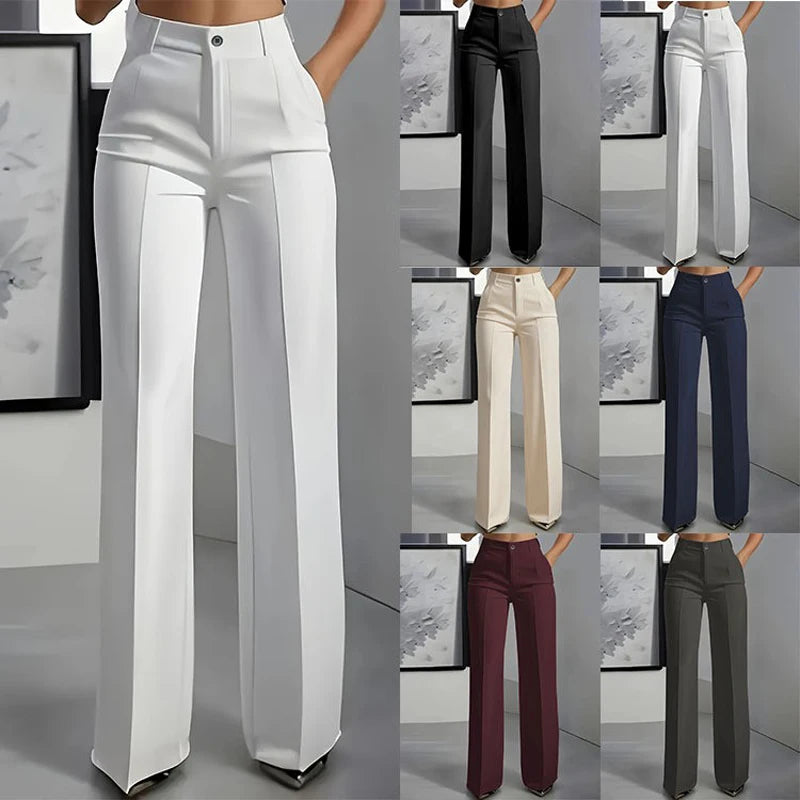 Pantalón de Traje Recto de Tiro Alto