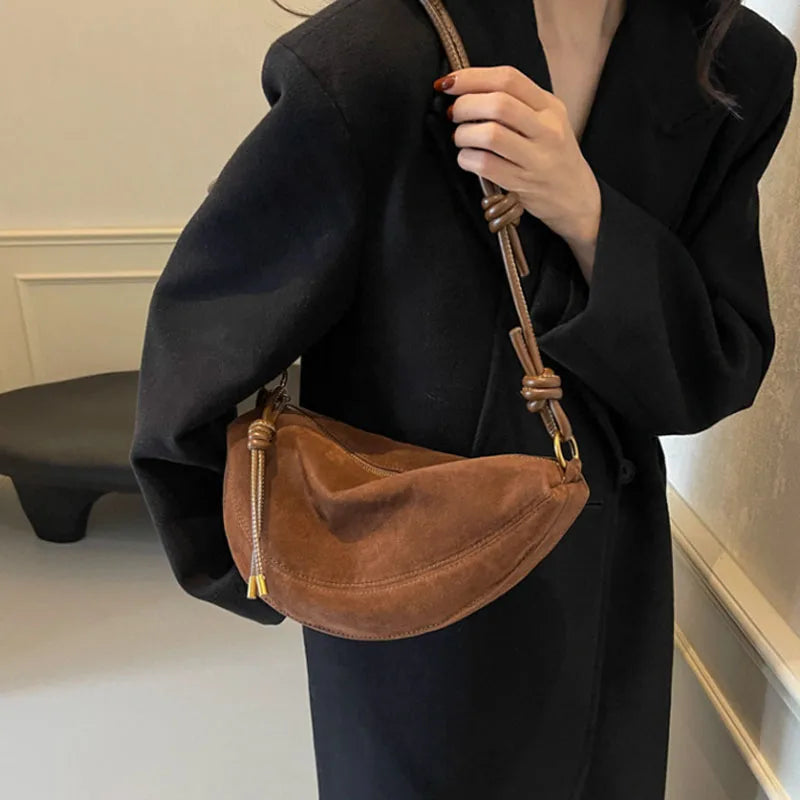Bolso de Hombro de Ante