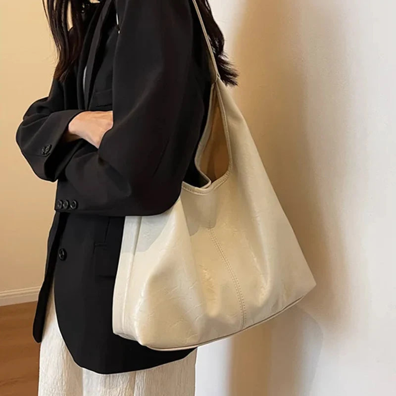 Bolso de Hombro de Ante de Gran Capacidad
