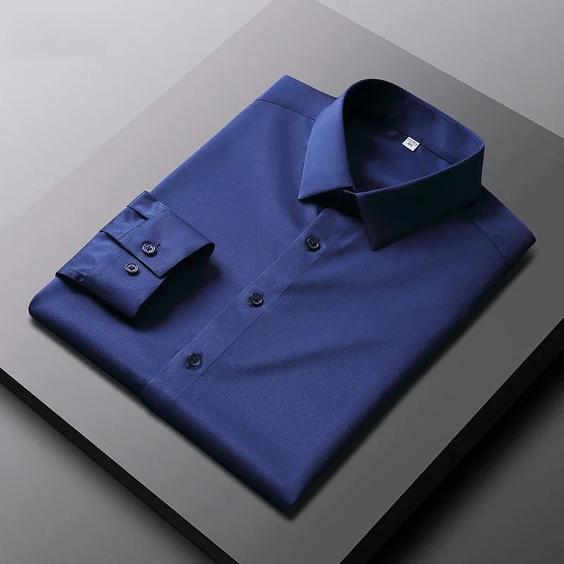 Camisa Lisa de Manga Larga Antiarrugas para Hombre