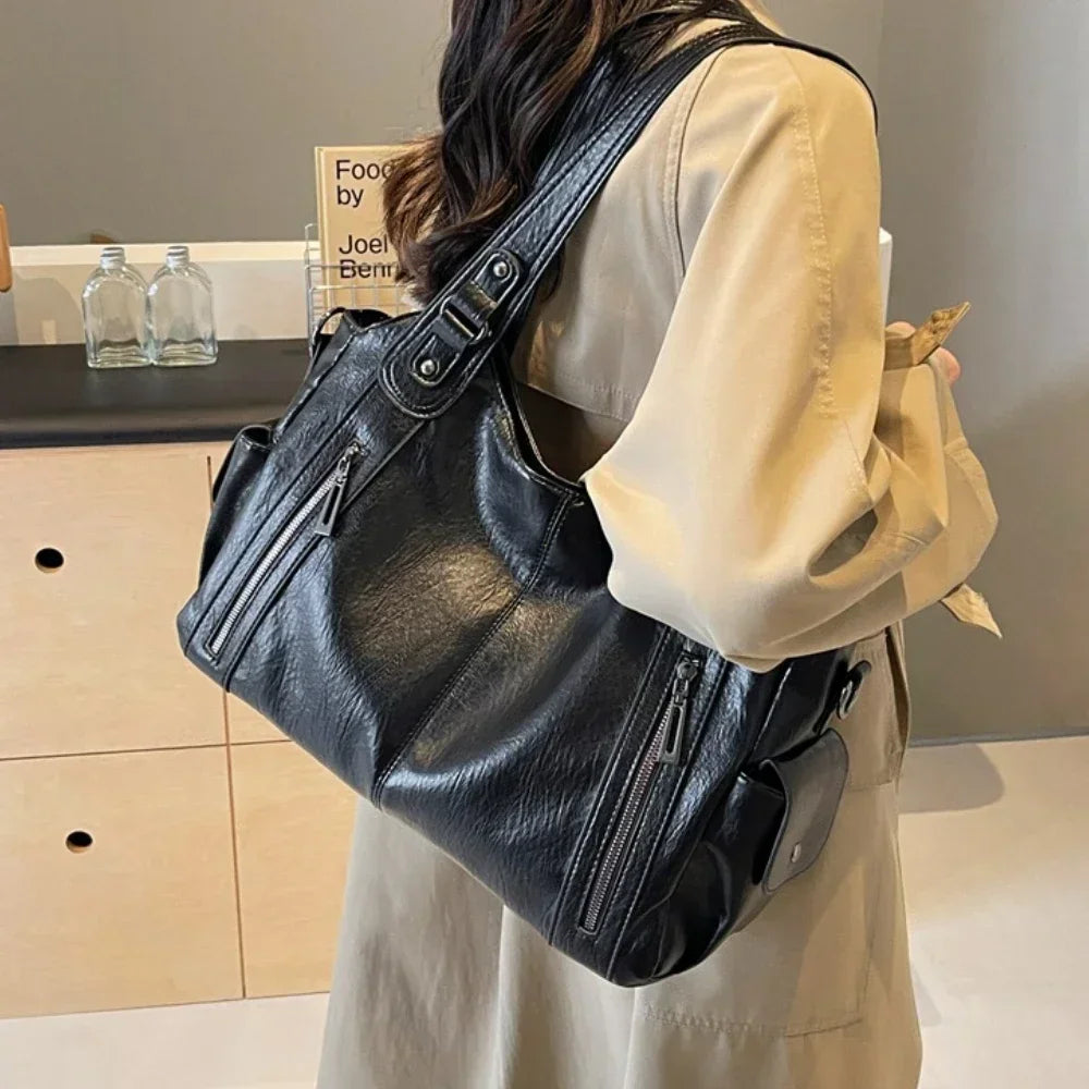 Bolso de Hombro Bicolor con Cremallera