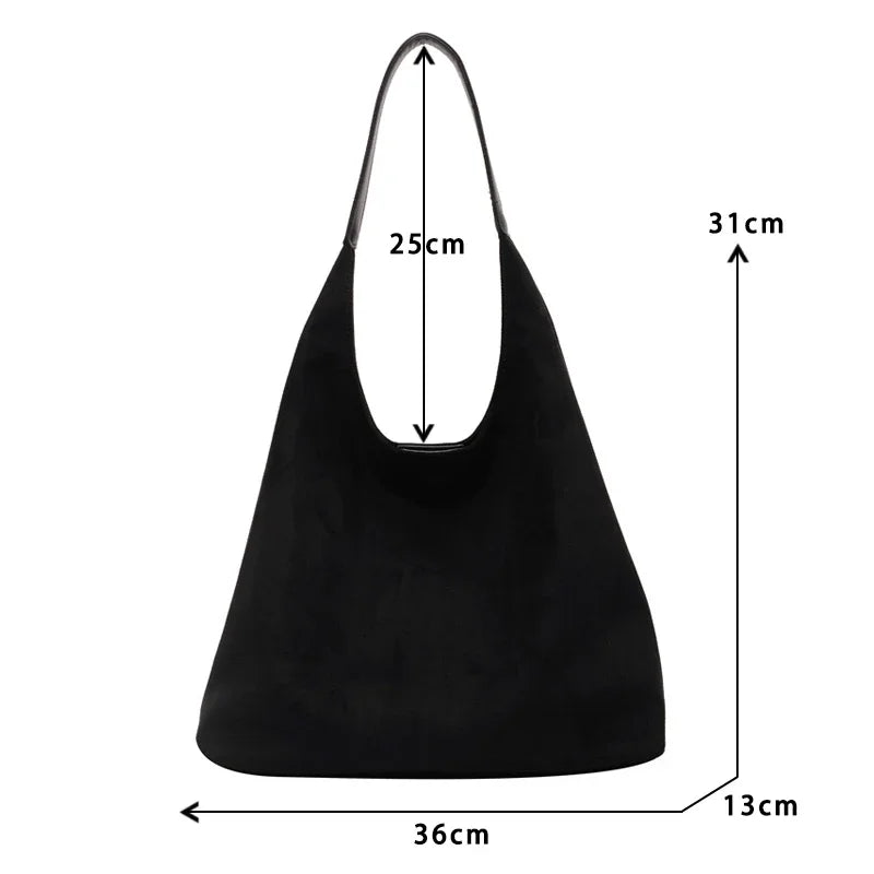 Bolso de Hombro de Ante de Gran Capacidad