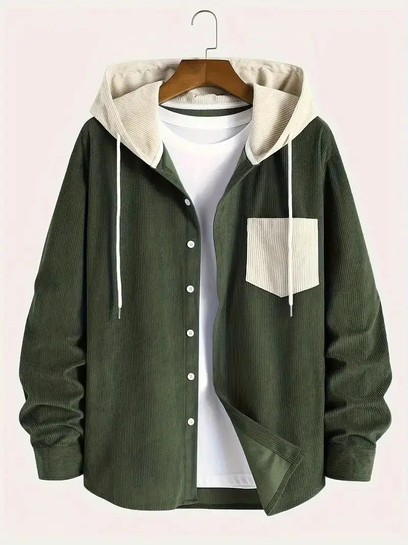 Chaqueta de Pana con Capucha para Hombre