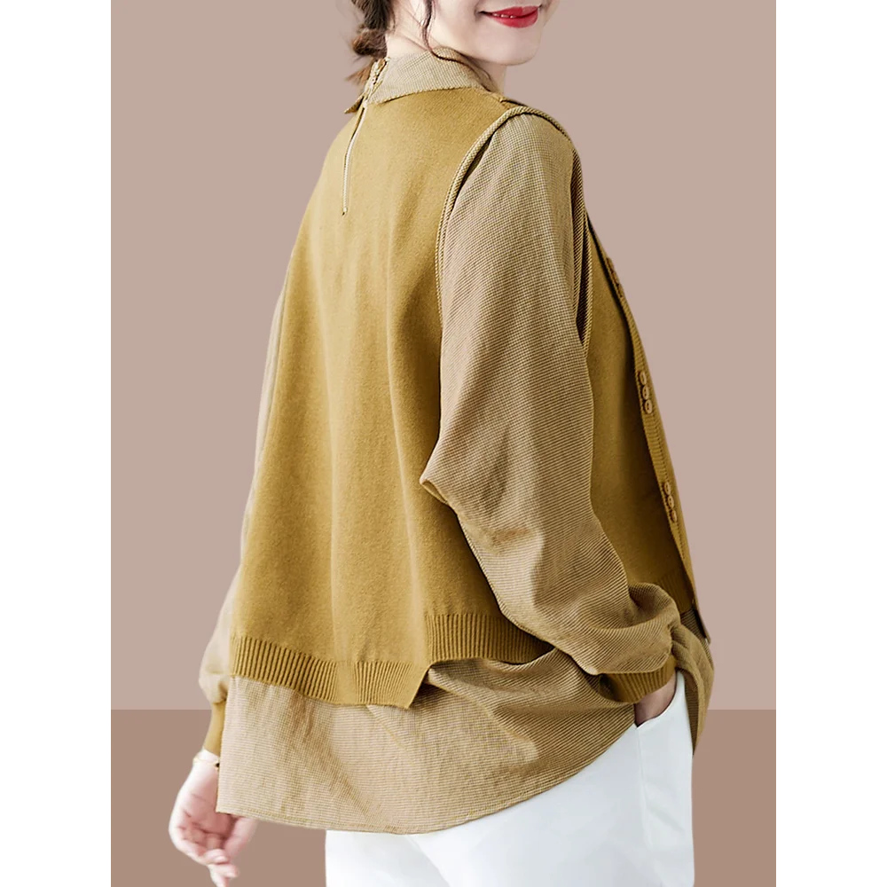 Jersey de Punto Efecto Dos Piezas en Tallas Grandes