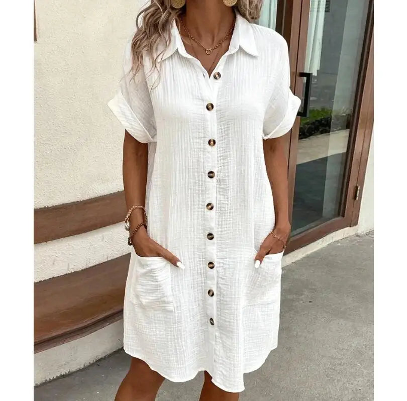 Vestido Camisero de Manga Corta