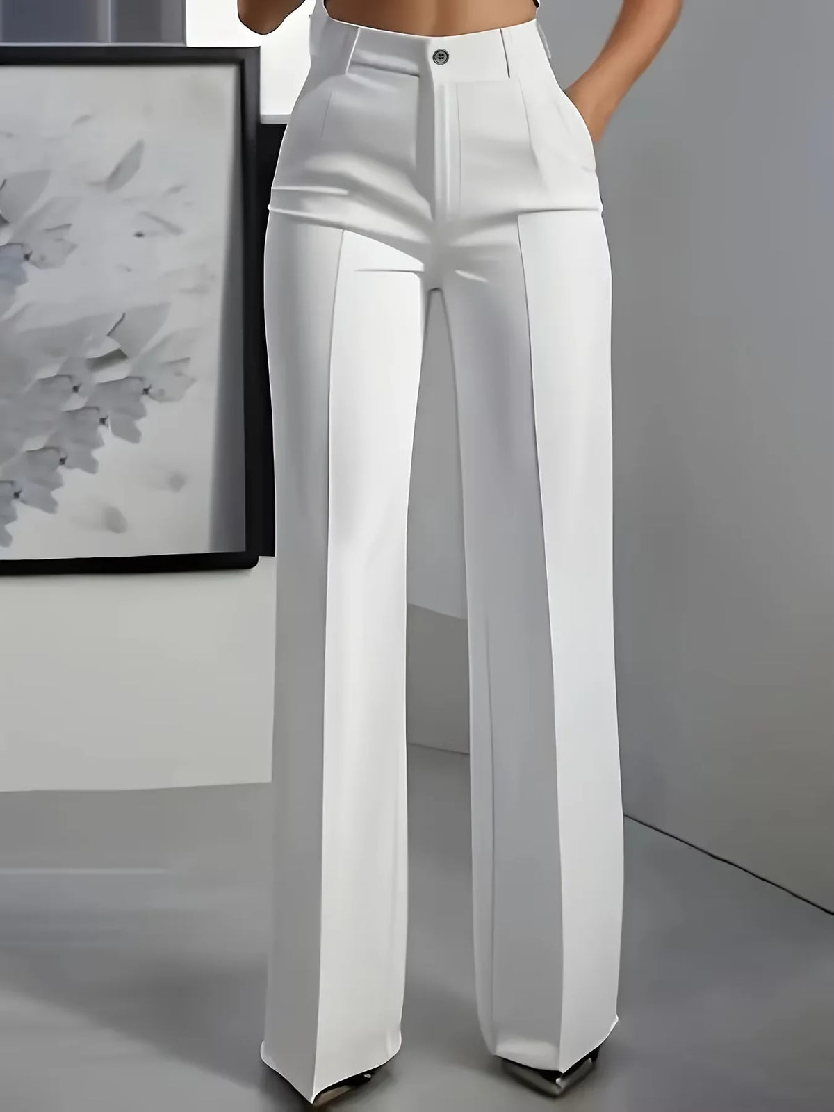 Pantalón de Traje Recto de Tiro Alto