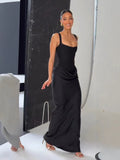 Vestido Largo Fruncido con Espalda Descubierta