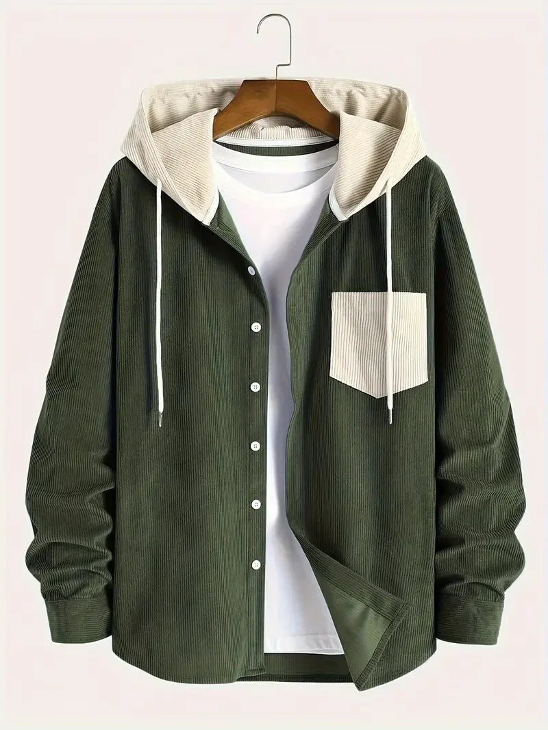 Chaqueta de Pana con Capucha para Hombre