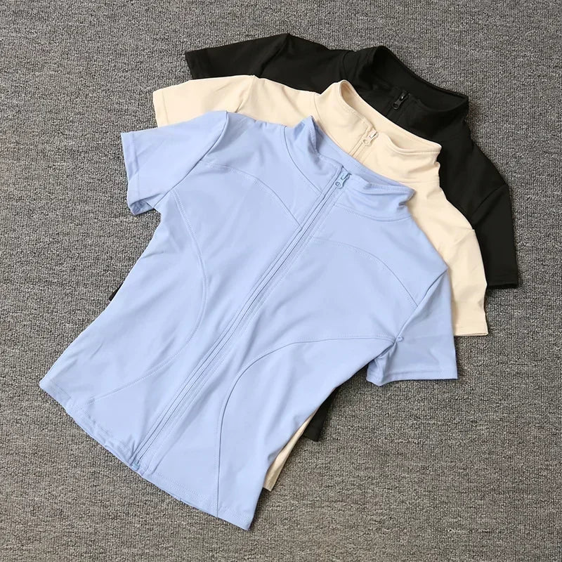Camiseta Deportiva de Mujer con Media Cremallera