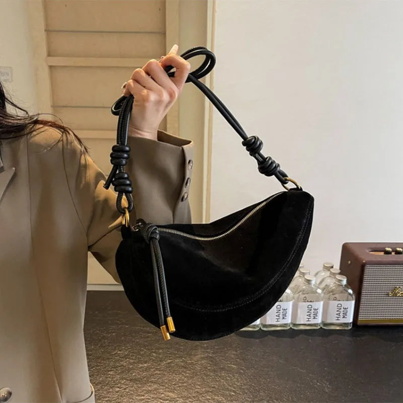 Bolso de Hombro de Ante